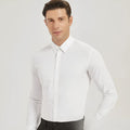 Men white slim fit business suit shirt cardigan style milky white polyester fibre Asian sizes 38-44