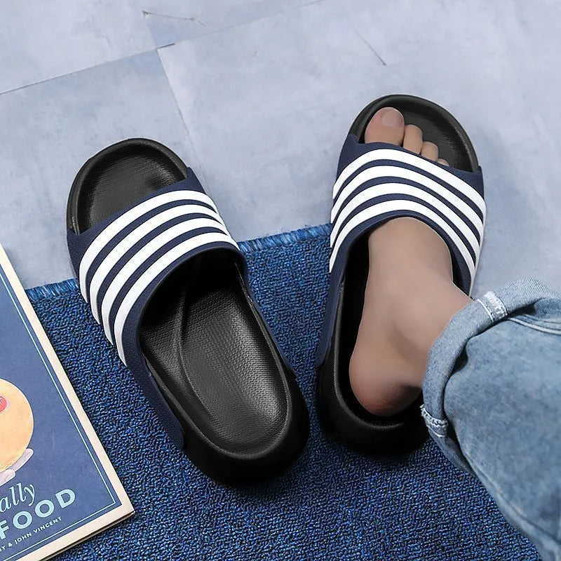 Unisex casual slippers with PVC upper and EVA sole in beige, shown on a white background.