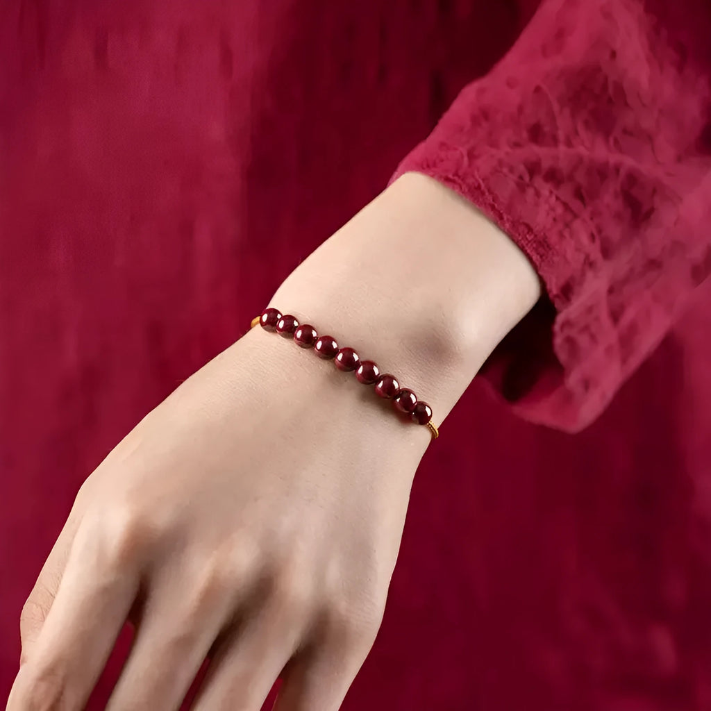 Hand-woven geometric bracelet made from authentic Hetian raw ore cinnabar