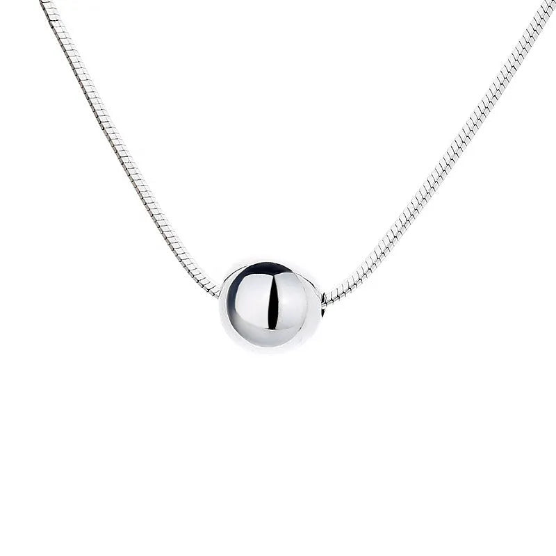 Small ball pendant on delicate 925 silver clavicle necklace with round YFL376 design