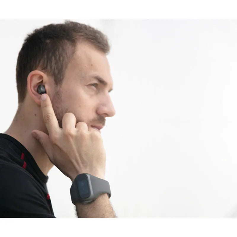 Wrist wear true wireless Bluetooth headset in W20PRO Grey with 1.2-inch screen and silicone band