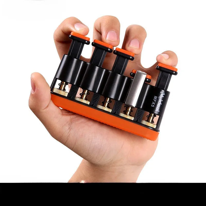 Grey and orange silicone finger trainer with climbing fingerboard design for hand muscle development