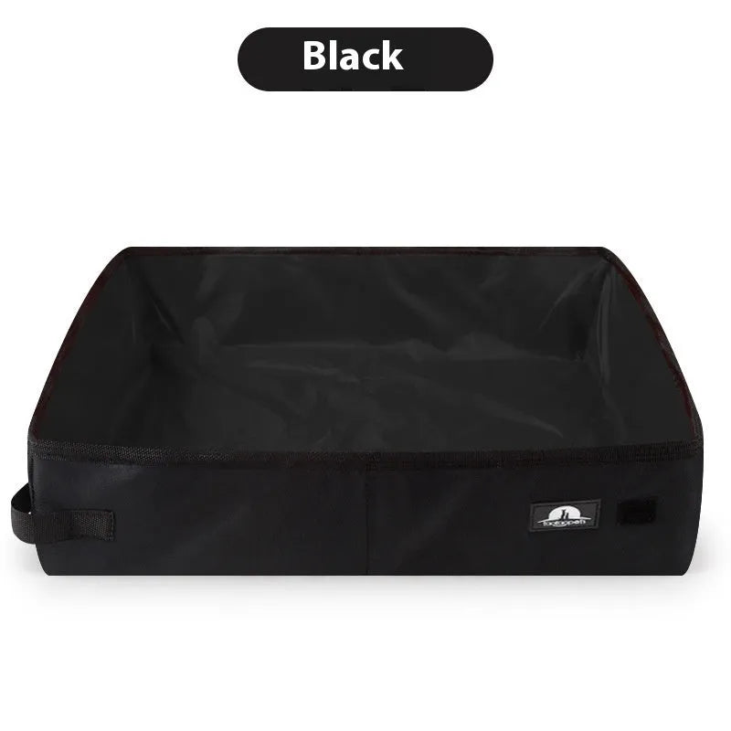 Portable foldable waterproof Oxford cloth cat litter box in black, green, and red