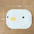 Washable chick-shaped pet cooling mat measuring 45cm by 45cm with composite cloth construction