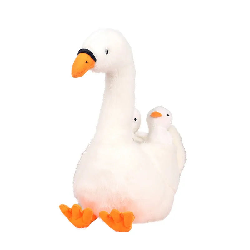 White plush mother and son goose doll toy 35cm high, soft stuffed animal for teenagers