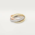 Geometric U-shaped sterling silver couple rings on a hand, showing full diamond band and plain band options.