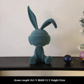 Suede blindfold rabbit resin table ornament in blue, green, or red colour