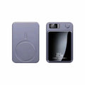 Magnetic wireless super fast power bank plastic shell 98x64x15mm in black colour on white background