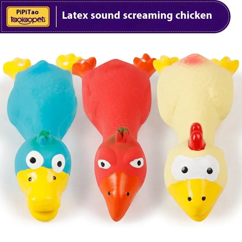 Latex duck pet sound toy in red, blue or yellow for dogs and cats, single decompression sound toy