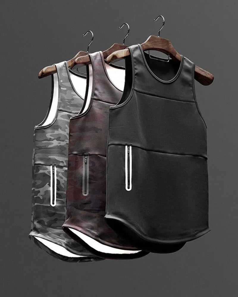 Mens summer quick dry cotton blended sports vest in black light board colour