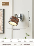 Nordic style walnut finish wall lamp with three colour light options for bedside and living room