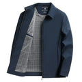 Men's navy blue polo collar casual jacket with side pockets