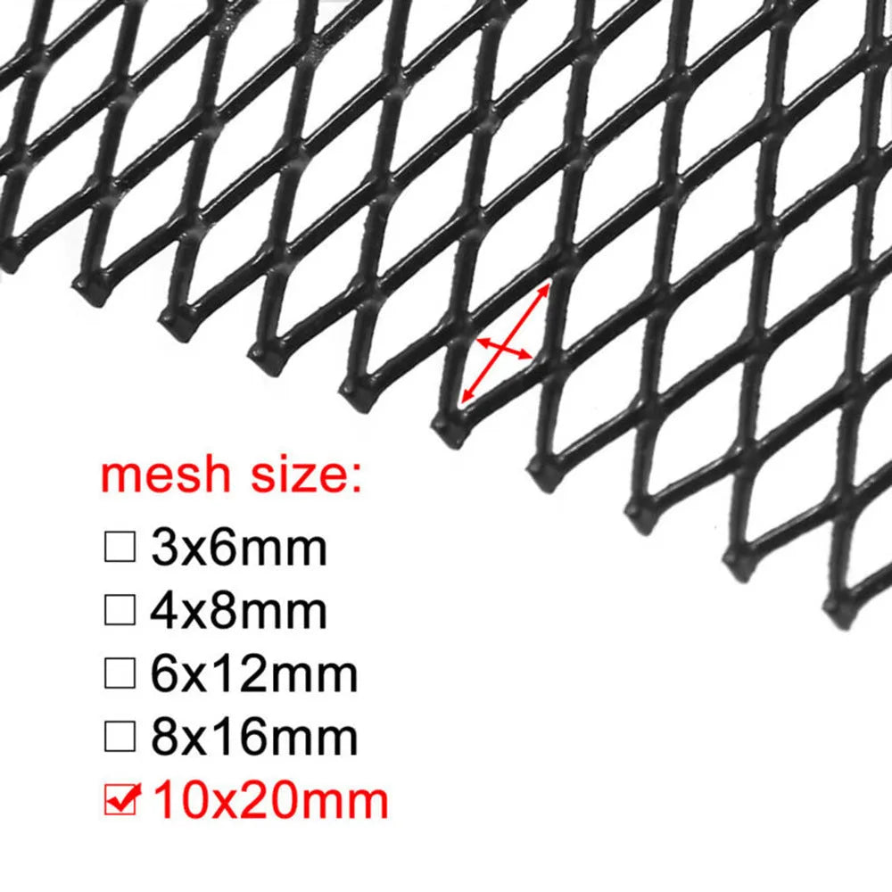 Aluminium alloy front bumper grille mesh panel 100x33 cm diamond grid pattern black silver universal fit