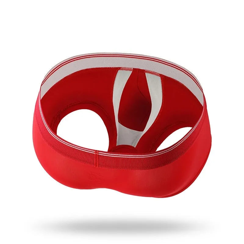 Men's U convex anti-moving ice silk boxer in solid colour for scrotal support and sports wear