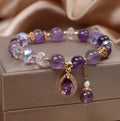 Purple amethyst crystal bracelet for women with micro inlay gemstone setting