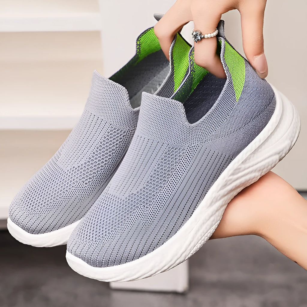 Women's casual running shoes in flyknit with a soft PVC sole, shown in a choice of colours.
