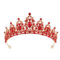 Baroque-style bridal crown hair accessory with rhinestones on an alloy frame in silver and gold colour options.