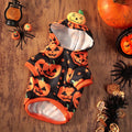 Orange crystal velvet Halloween pumpkin skirt costume on a small white dog.