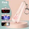 Colourful plastic cat teaser wand toy with a pen light feature on a white background.