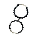 Obsidian Buddha beads DIY couple bracelet kit with 8mm and 10mm natural gemstone beads