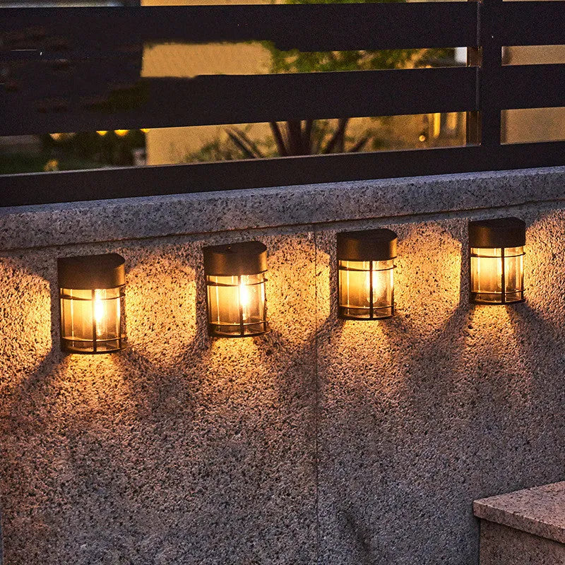 Solar outdoor patio balcony garden wall light set warm light IP65 waterproof Tungsten small wall lamp