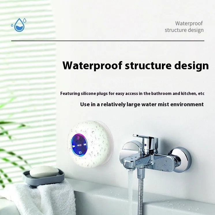 BTS07 waterproof Bluetooth speaker with large suction cup and RGB lights in six colour options