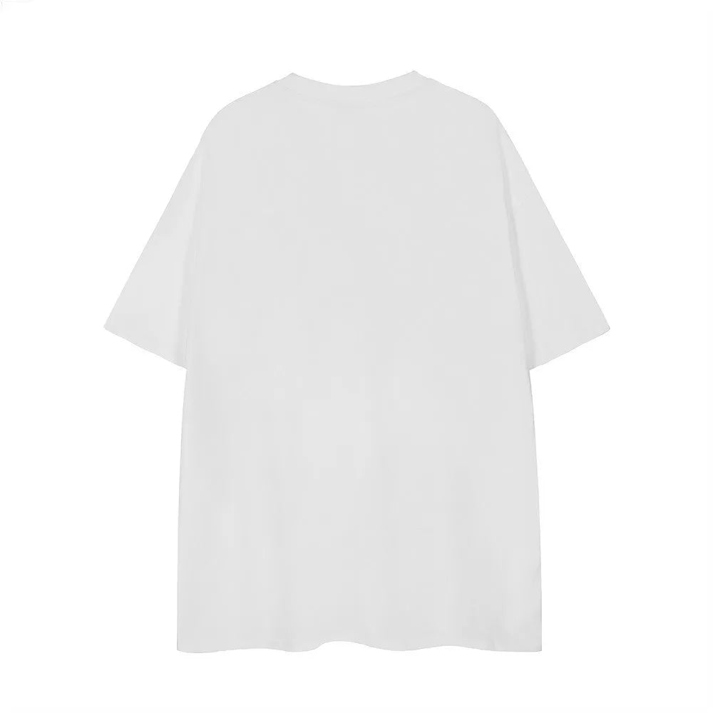 Men's short sleeve pure cotton top with strawberry embroidery, available in black or white, sizes M L XL