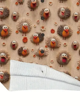 Men's loose fit button-up shirt with a lapel collar and an all-over digital printed pattern.