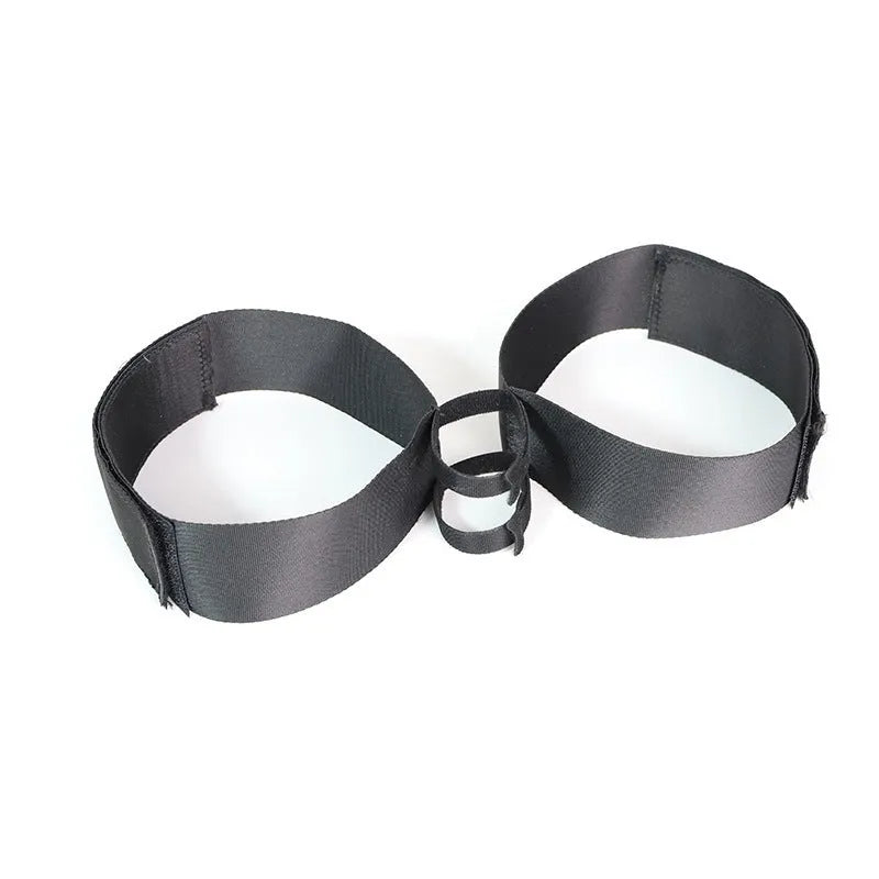 Black knitted adult toy strap for bondage and restraint accessories