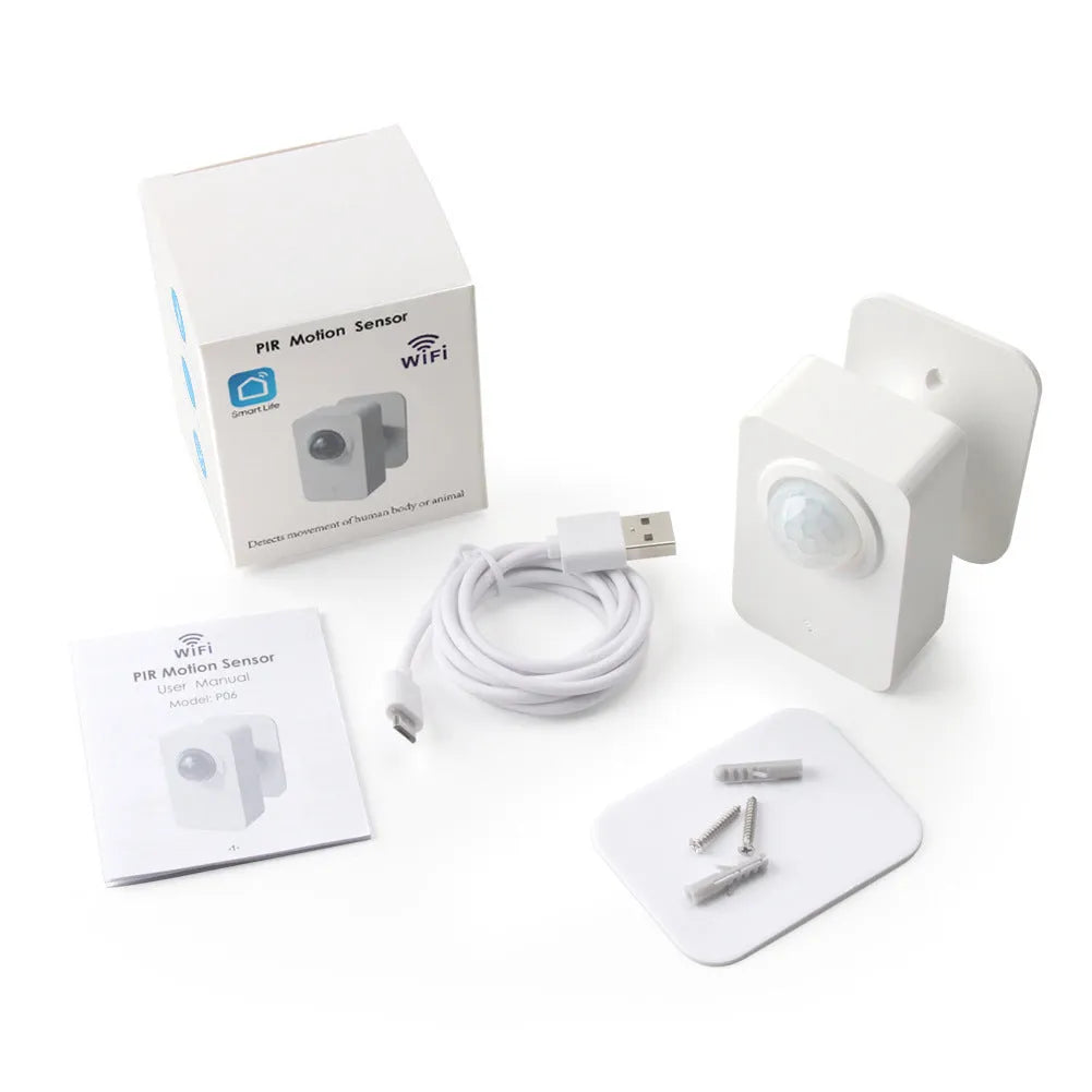 Graffiti Smart WiFi PIR human body infrared detector motion sensor anti-theft alarm on a white wall