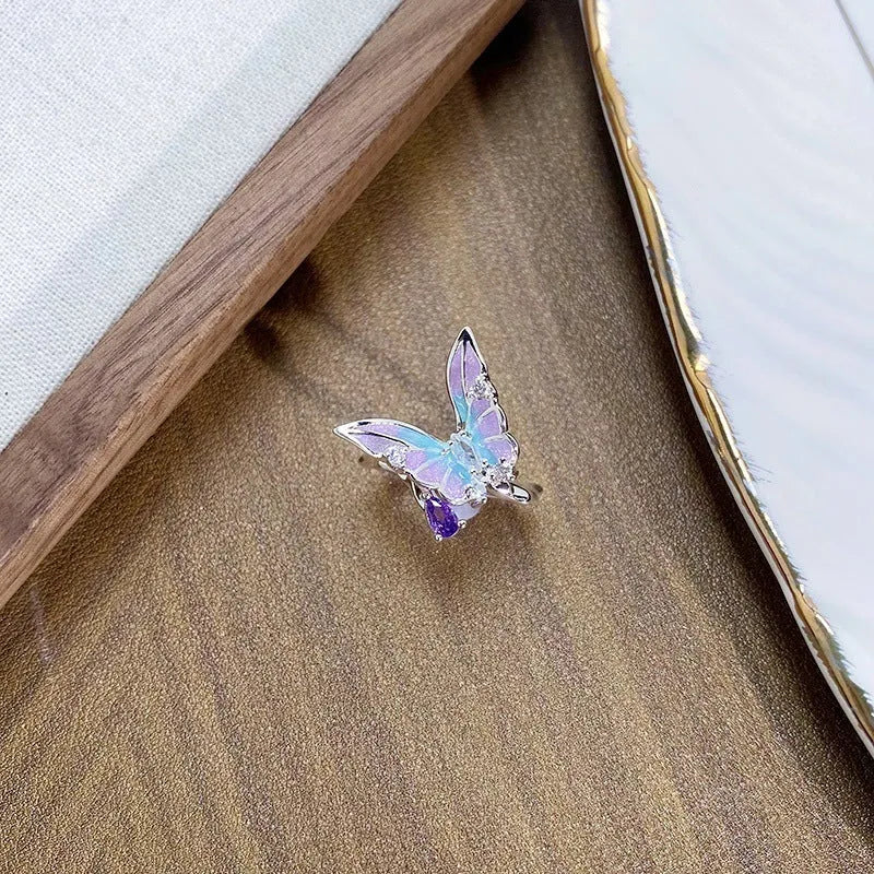 Adjustable copper insect ring with irregular dripping oil finish in three colour options.