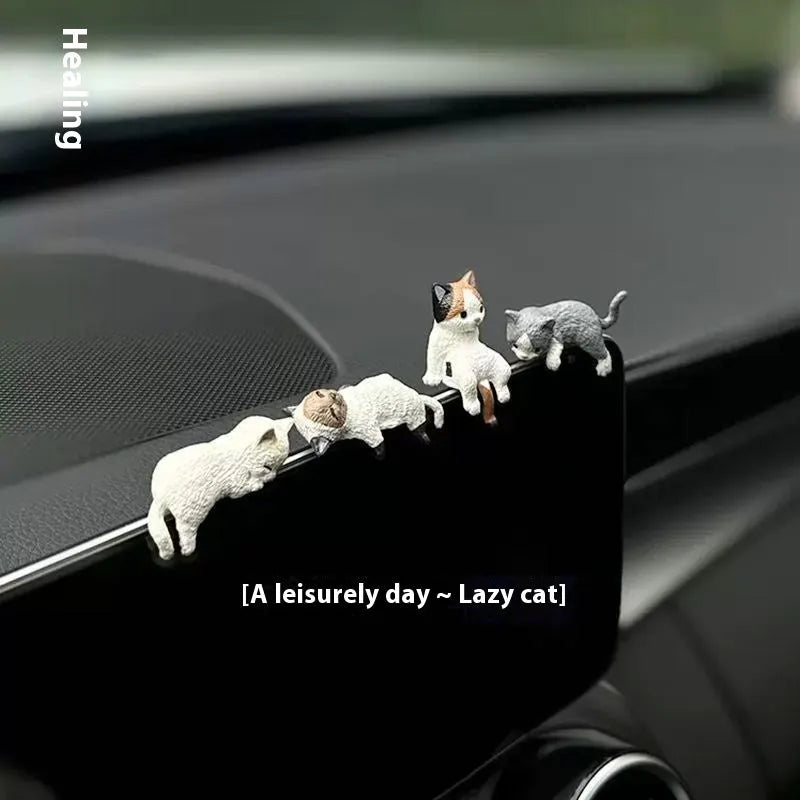 Sleeping cat car decoration made of TPU in cartoon style, multiple colour options, size 2.5-4cm
