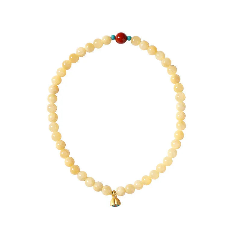Handmade double ring bracelet for women with yellow jade and topaz stones in a retro design.