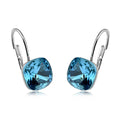 Austrian crystal copper geometric ear studs in Champagne Gold Blue colour
