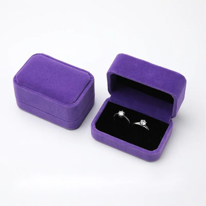 Flannelette ring box in velvet finish with ring inside, 5x7.5x4 inch size, multiple colours available