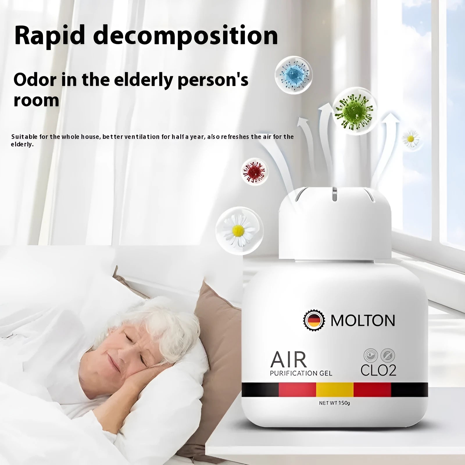 Peach multi-functional deodorizer in a bottle with 150g net content for fresh air