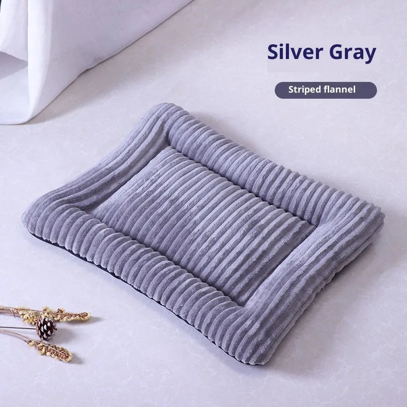 Removable washable cotton dog bed cat bed in silver gray on floor