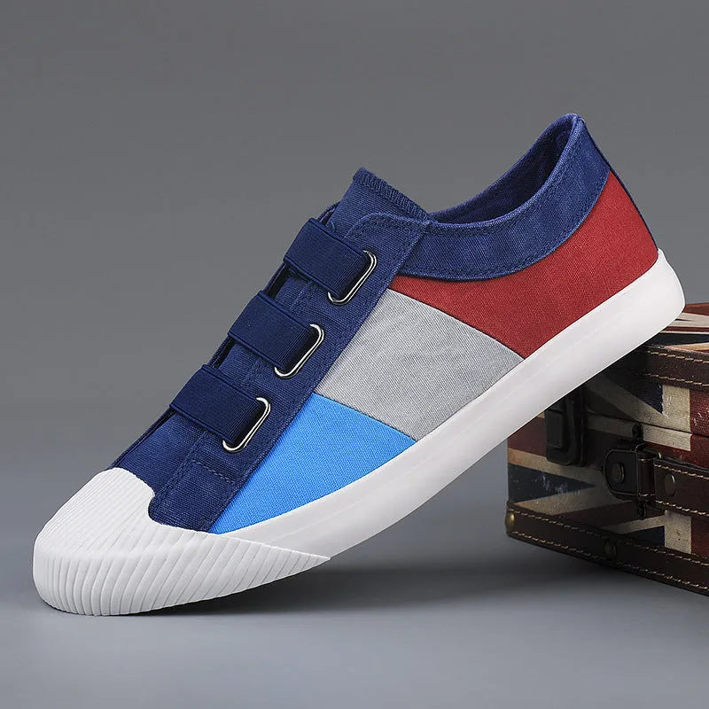 Men's canvas casual sneakers with elastic band fastening in multiple colour options