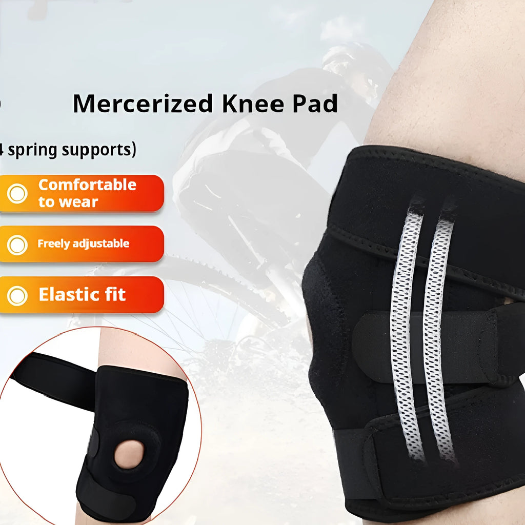Spring support knee pads for sports with adjustable spring configurations in nylon mercerised cloth