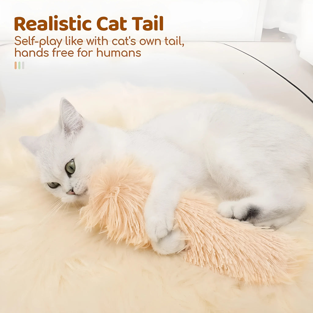 Rectangular blue plush cat toy pillow measuring 27cm by 10cm