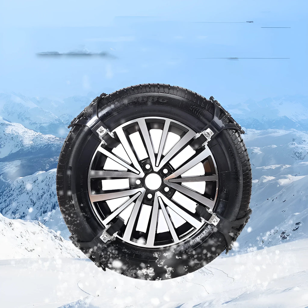 Oxford car snow chain for GM vehicles in black, showing woven texture and compact size