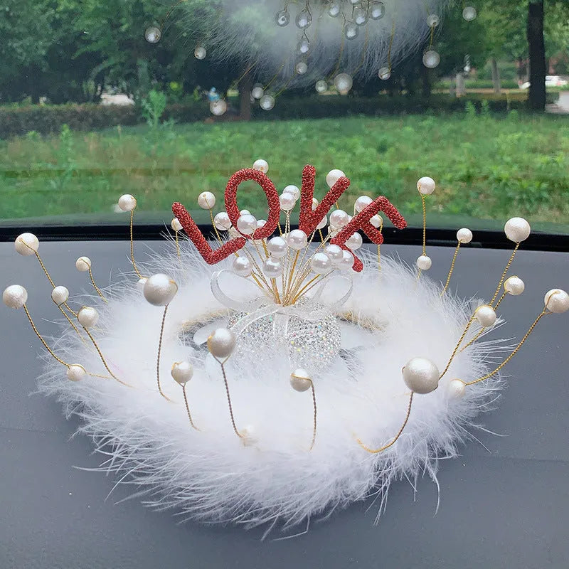 Clay diamond star car console decoration in pearl colours with heart and starry sky motifs