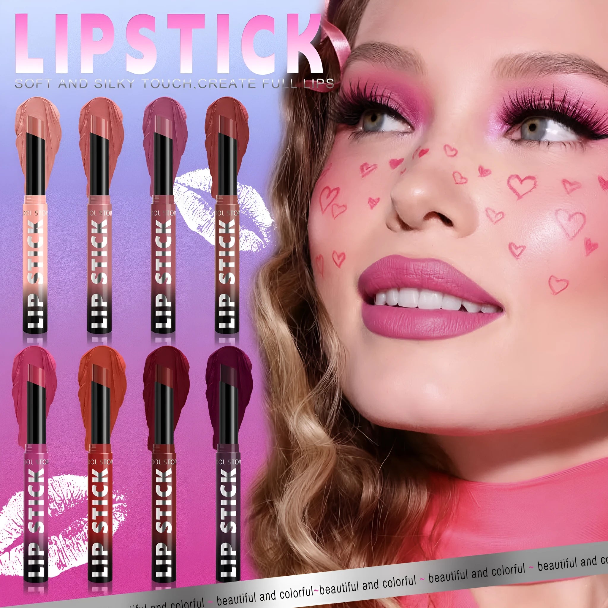 Dual-use lipstick and light gloss stick in a twist-up tube, shown in shade M01 Peach nude.