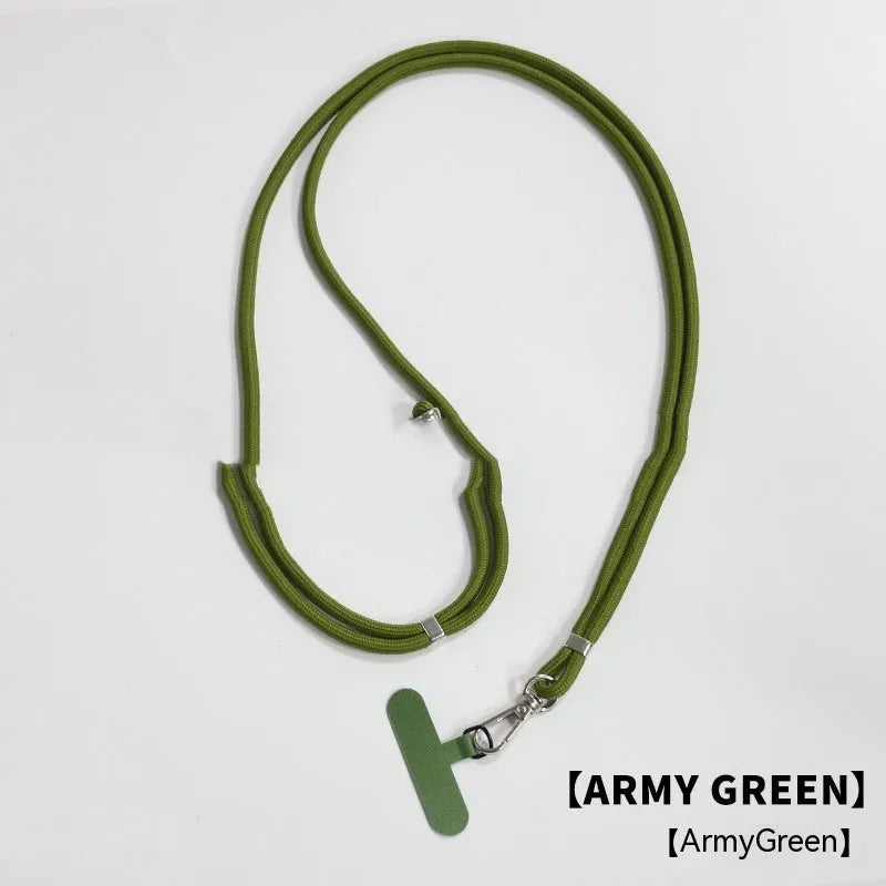 Nylon phone lanyard with clip in black, 160cm length, weighing 12g