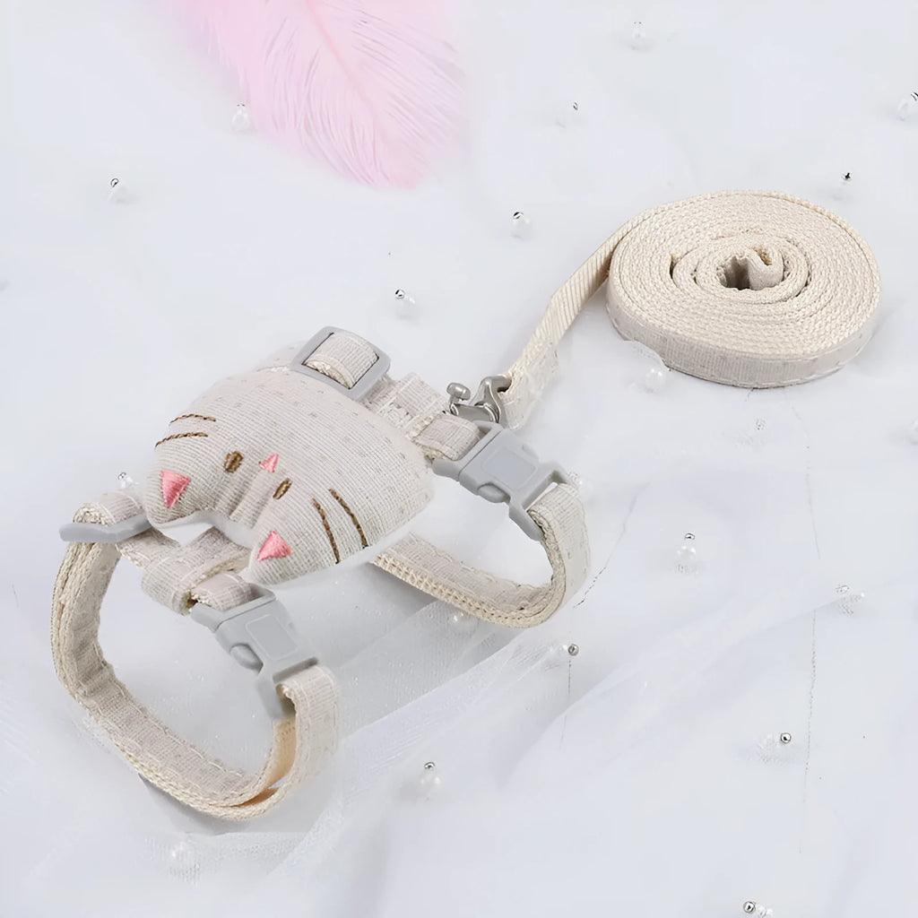 T-shaped cloth cat pulling rope with drawstring handle in pink, beige, grey or cyan options