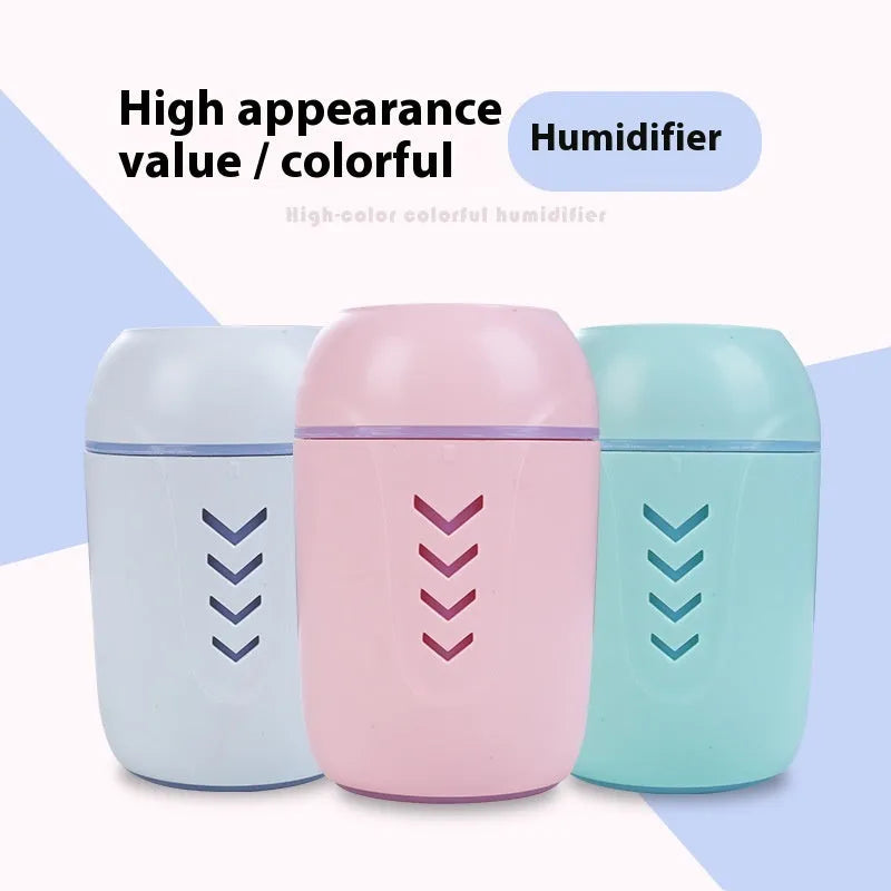 Round white portable air purifier and aromatherapy diffuser unit with USB cable for car or desk use.