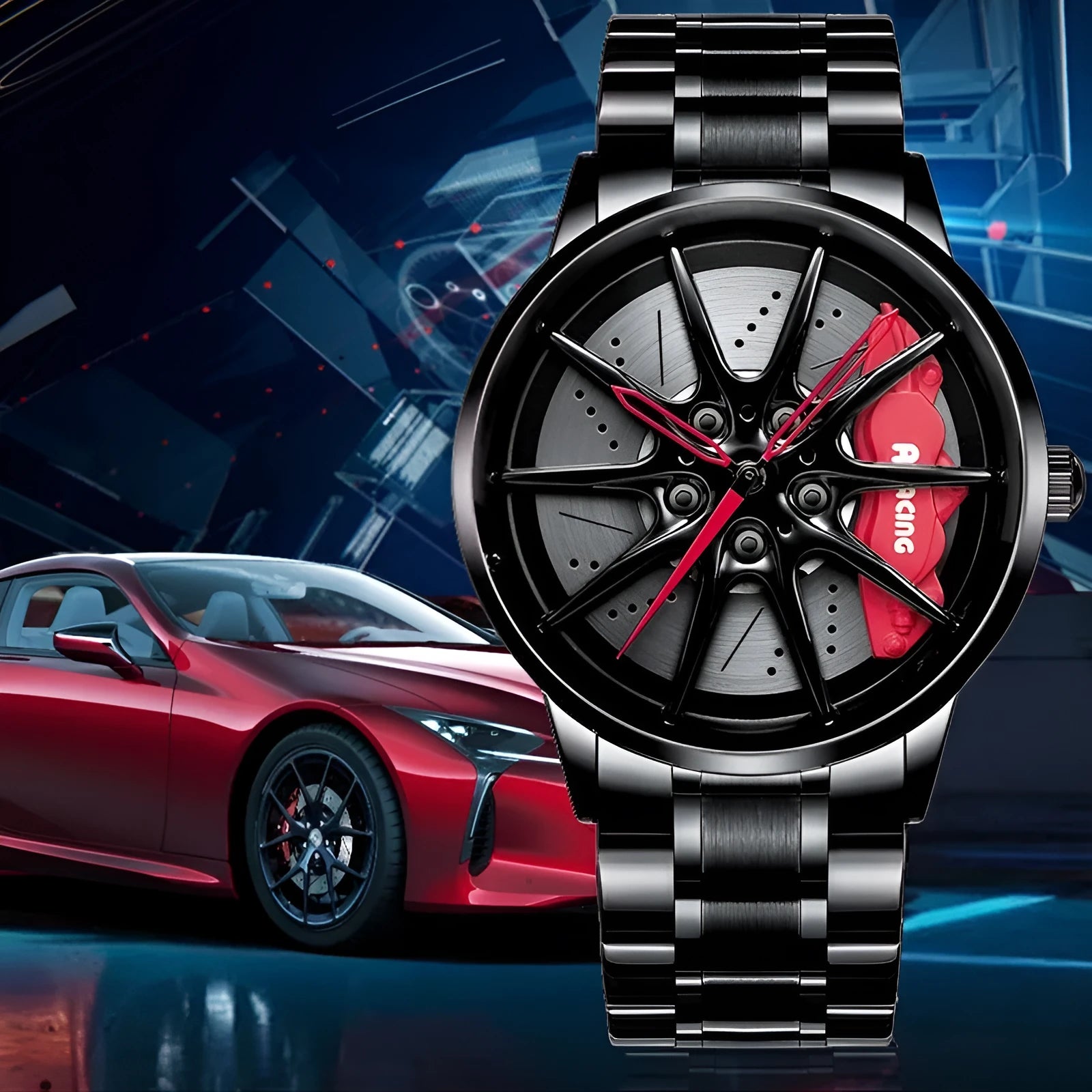 Svj Watch RAYS-G25 mens steel case watch with wheel stereo hollow sheet dial and mineral glass mirror