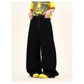 Black personalised letter jeans mid waist cotton denim hip hop trousers zip placket