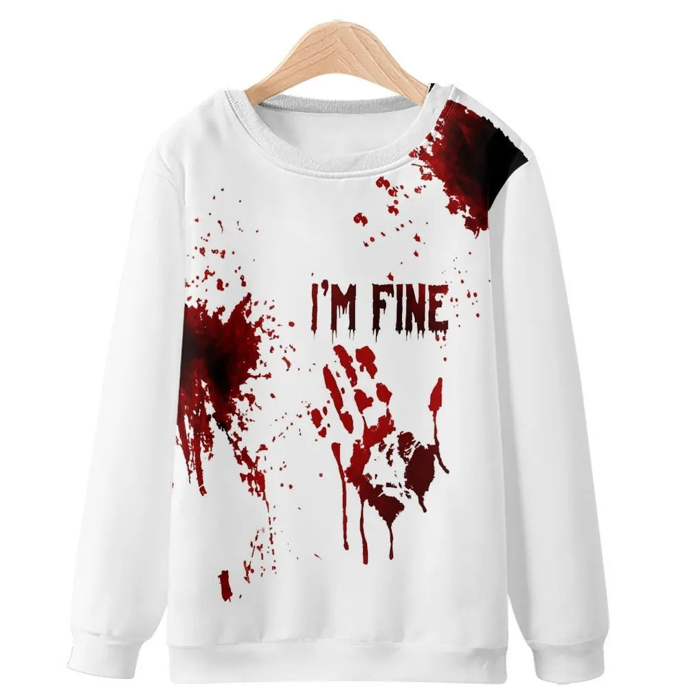 Round neck sweater with Halloween 3D print on polyester fabric for men daily wear