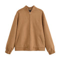 Women's casual loose fit long sleeve PU zipper jacket in picture colour, unisex style